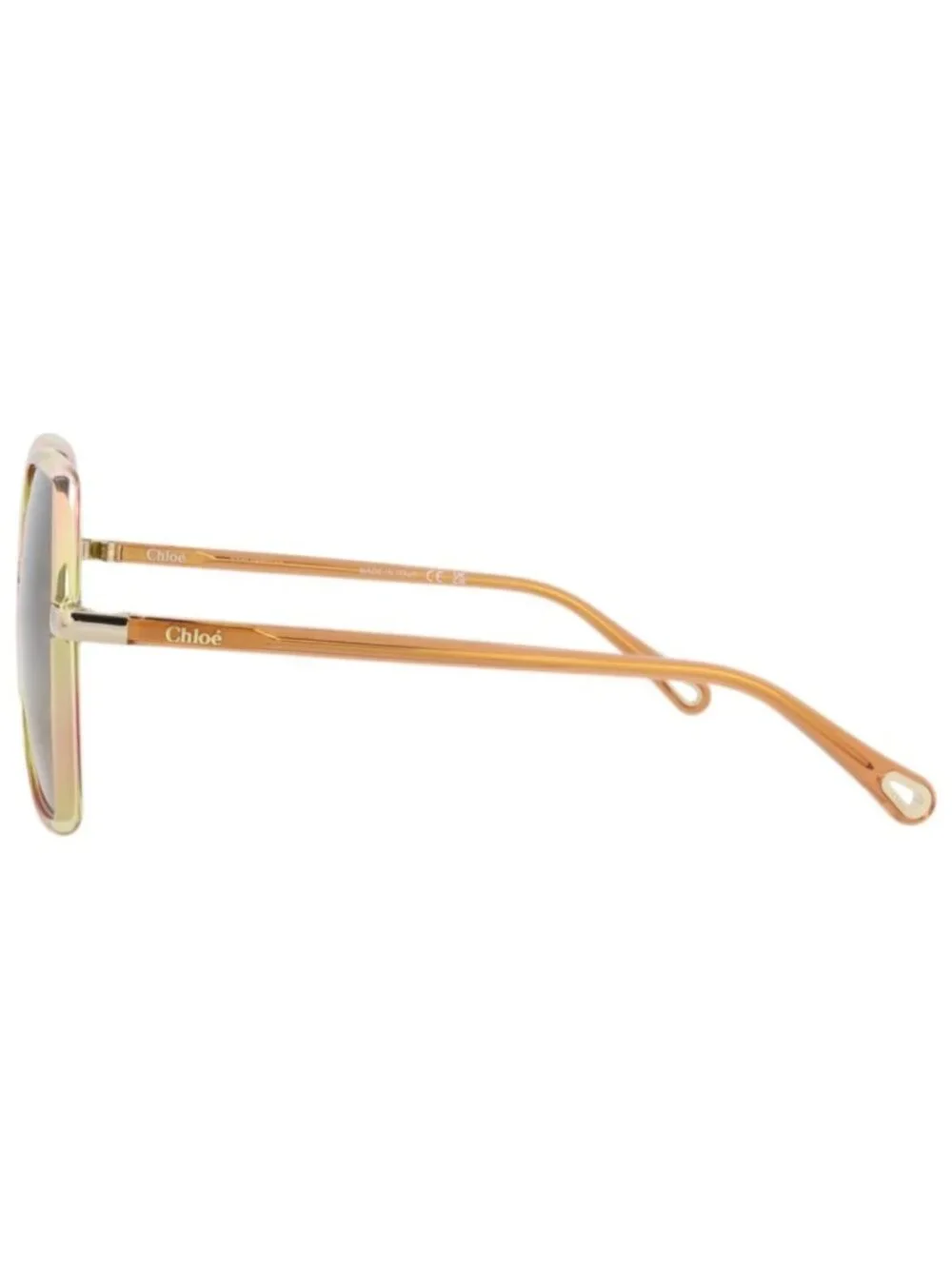 New Chloé Women's Sunglasses Square Rectangle Bio Injection Frame Havana Orange